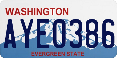 WA license plate AYE0386