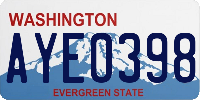 WA license plate AYE0398