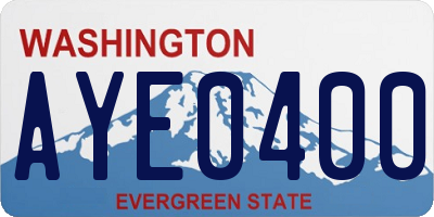 WA license plate AYE0400