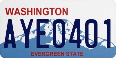 WA license plate AYE0401