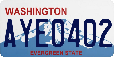 WA license plate AYE0402