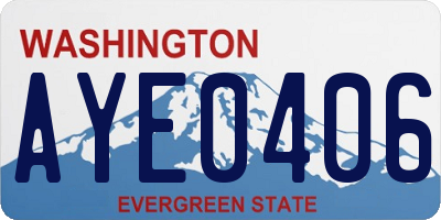 WA license plate AYE0406