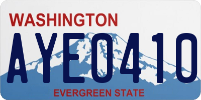 WA license plate AYE0410