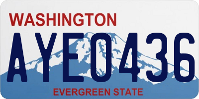 WA license plate AYE0436