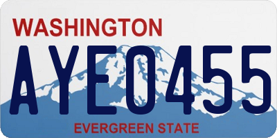WA license plate AYE0455