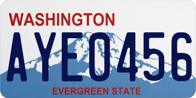 WA license plate AYE0456