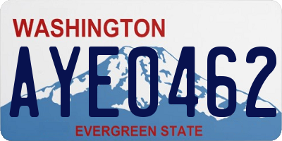 WA license plate AYE0462