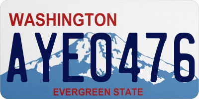 WA license plate AYE0476