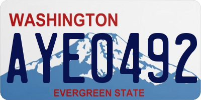 WA license plate AYE0492