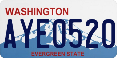 WA license plate AYE0520