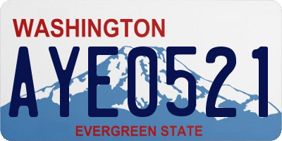 WA license plate AYE0521