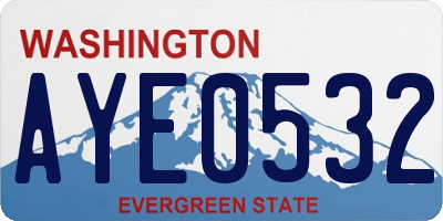 WA license plate AYE0532