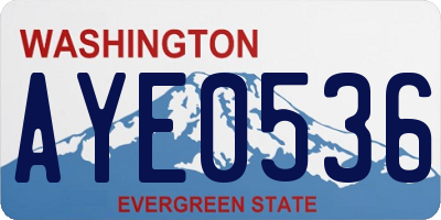 WA license plate AYE0536