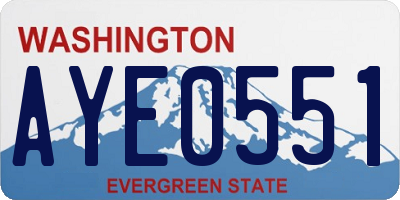 WA license plate AYE0551