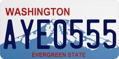 WA license plate AYE0555