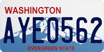 WA license plate AYE0562