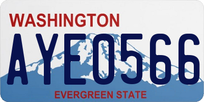 WA license plate AYE0566