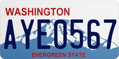WA license plate AYE0567