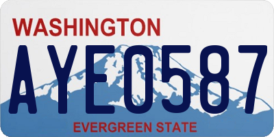 WA license plate AYE0587