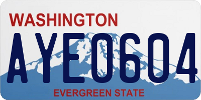 WA license plate AYE0604