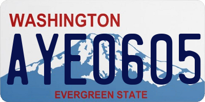 WA license plate AYE0605