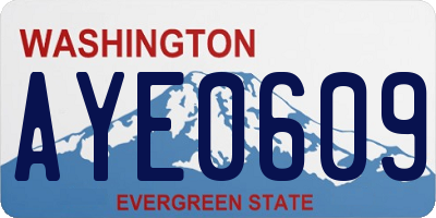 WA license plate AYE0609