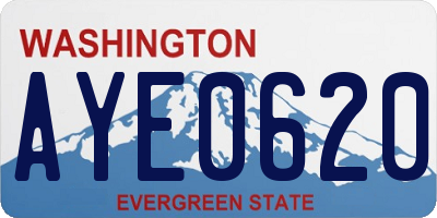 WA license plate AYE0620