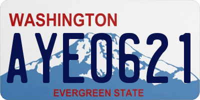 WA license plate AYE0621