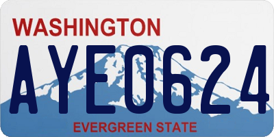 WA license plate AYE0624