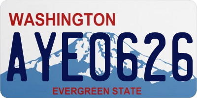 WA license plate AYE0626