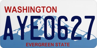 WA license plate AYE0627