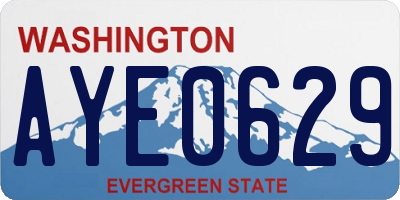 WA license plate AYE0629