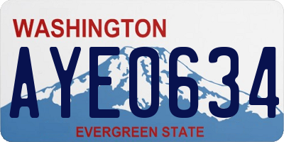 WA license plate AYE0634