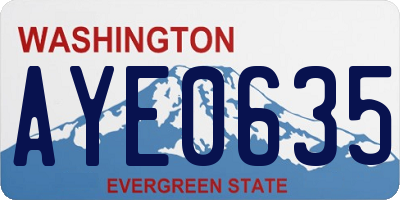 WA license plate AYE0635