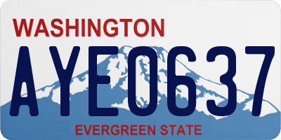 WA license plate AYE0637