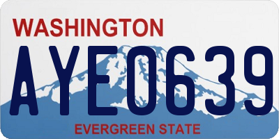 WA license plate AYE0639