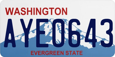 WA license plate AYE0643