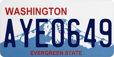 WA license plate AYE0649