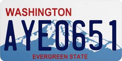 WA license plate AYE0651