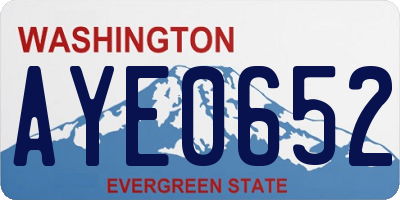 WA license plate AYE0652