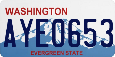 WA license plate AYE0653