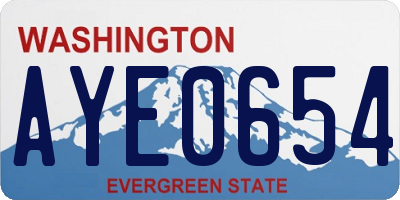 WA license plate AYE0654