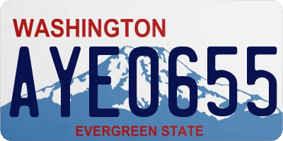 WA license plate AYE0655