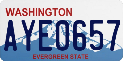 WA license plate AYE0657