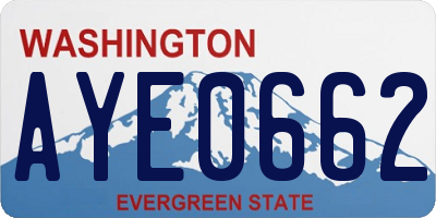 WA license plate AYE0662