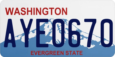 WA license plate AYE0670