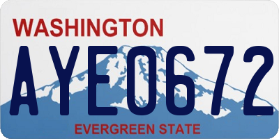 WA license plate AYE0672