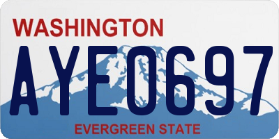 WA license plate AYE0697