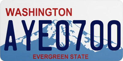 WA license plate AYE0700