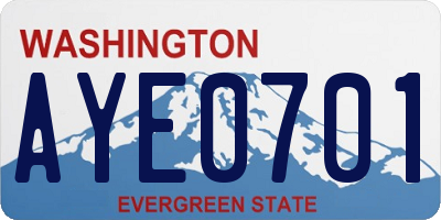 WA license plate AYE0701